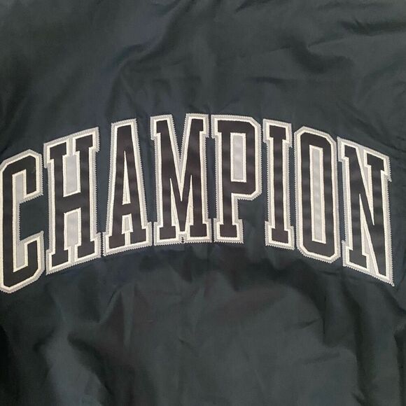 Vintage Champion Bomber Varsity Jacket Size XS Embroidered Logo Black White MY23 - Picture 8 of 11